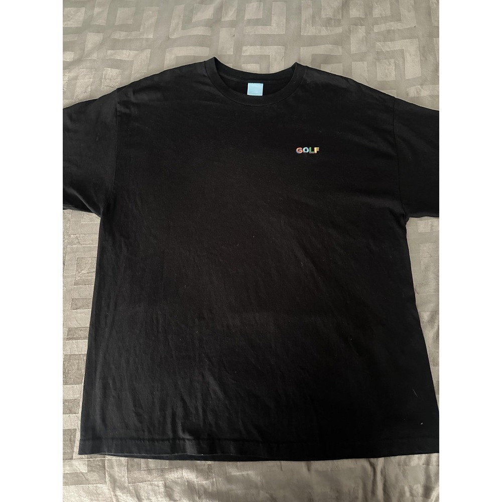 Golf Wang Shirt Mens 2XL Black‎ Rainbow Logo Embroidered Cotton Tee